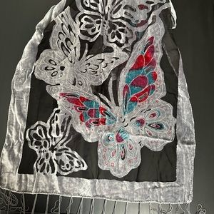 Velvet Burnout Embellished Shawl